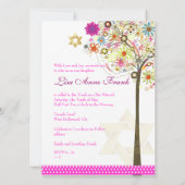 Invitation BAT MITZVAH PixDezines TREE OF LIFE+FLEURS (Dos)