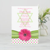 Invitation Bat mitzvah Pois rose et verte (Debout devant)