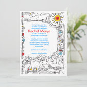Invitation Bat mitzvah POP ART SCRIBBLY (Debout devant)