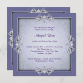 Invitation Bat mitzvah pourpre Damask (Devant / Derrière)