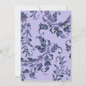 Invitation Bat mitzvah pourpre et bleu Foliage Damas (Dos)