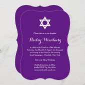 Invitation Bat mitzvah Purple Élégante (Devant / Derrière)