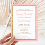 Invitation Bat mitzvah Rectangle de Parties scintillant rose<br><div class="desc">Cette invitation Bat mitzvah branchée présente une parties scintillant scintillante superposée à un arrière - plan de couleur solide. Utilisez le formulaire modèle pour ajouter vos propres informations. La fonction "Personnaliser" peut être utilisée pour modifier le style,  la couleur et la disposition de la police.</div>