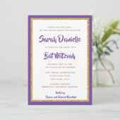 Invitation Bat mitzvah Rectangle de Parties scintillant viole (Debout devant)