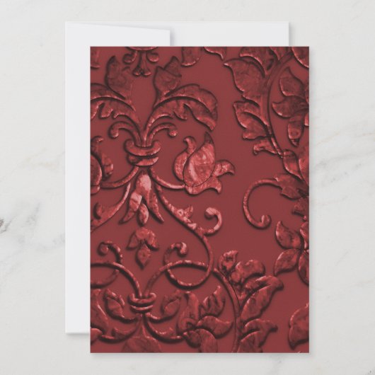 Invitation Bat mitzvah Red "Embossé" Damask (Devant)