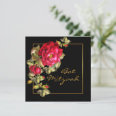Invitation Bat mitzvah Red Rose (Debout devant)