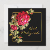 Invitation Bat mitzvah Red Rose (Devant)