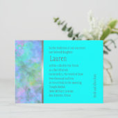 Invitation Bat mitzvah Résumé Design en Argent Turquoise (Debout devant)