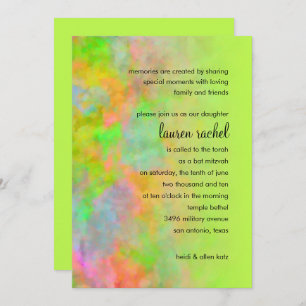 Invitation Bat mitzvah Résumé Design en Lime Green