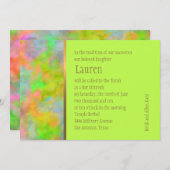 Invitation Bat mitzvah Résumé Design en Lime Green (Devant / Derrière)