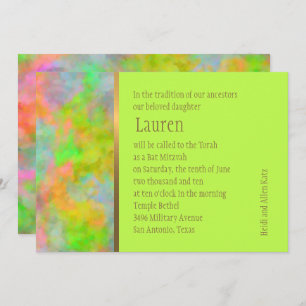 Invitation Bat mitzvah Résumé Design en Lime Green