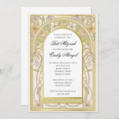 Invitation bat mitzvah rétro vintage floral (Devant / Derrière)