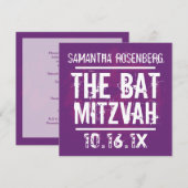 Invitation Bat mitzvah Rock Band en violet (Devant / Derrière)