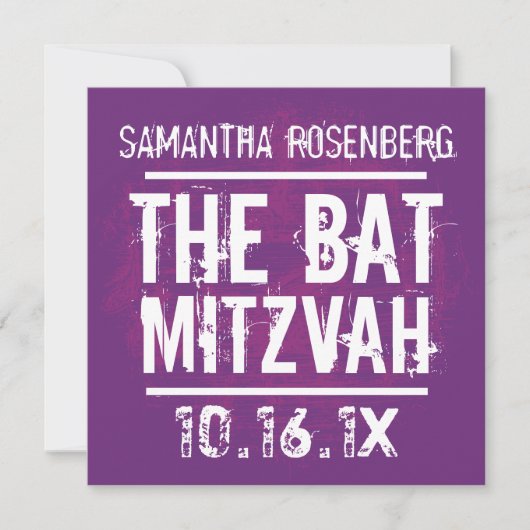 Invitation Bat mitzvah Rock Band en violet (Devant)
