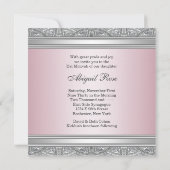Invitation Bat mitzvah rose argent (Dos)