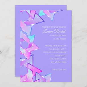 Invitation Bat mitzvah rose bleu violet étoile de David