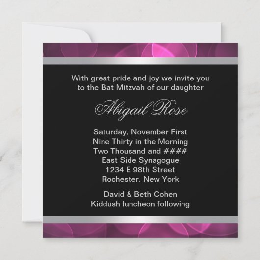 Invitation Bat mitzvah rose chaud (Dos)