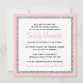 Invitation Bat mitzvah rose et argent (Devant)