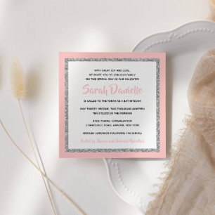 Invitation Bat mitzvah rose et argent