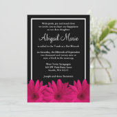 Invitation Bat mitzvah rose et noir Gerbera Daisy (Debout devant)