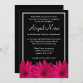 Invitation Bat mitzvah rose et noir Gerbera Daisy (Devant / Derrière)