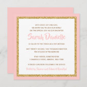 Invitation Bat mitzvah rose et or (Devant / Derrière)