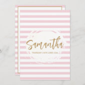 Invitation Bat Mitzvah Rose et Or (Devant / Derrière)