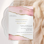Invitation Bat mitzvah, rose et or Parties scintillant Agate<br><div class="desc">Ce design moderne dispose d'une belle bordure d'agate et de votre texte personnalisé. Utilisez le formulaire modèle pour ajouter votre texte. Les menus d'édition avancés,  accessibles en choisissant "customiser plus loin",  vous permettront de modifier les polices,  les couleurs et la disposition.</div>