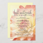 Invitation Bat mitzvah rose et orange (Devant / Derrière)