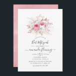 Invitation Bat mitzvah rose et Rose or Floral<br><div class="desc">Invitation bat mitzvah rose et blanche roses avec accents d'or et d'argent roses avec élégante typographie manuscrite conçue pour être rapidement et facilement customisé à vos détails de l'événement.</div>
