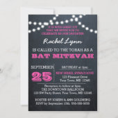 Invitation Bat mitzvah rose foncé (Devant)
