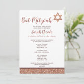Invitation Bat mitzvah Rose Gold Chic Elegant Faux Parties sc (Debout devant)