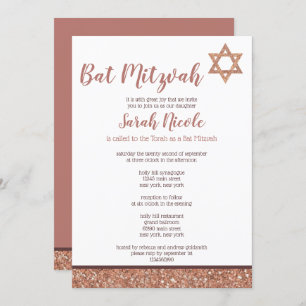 Invitation Bat mitzvah Rose Gold Chic Elegant Faux Parties sc