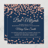 Invitation Bat mitzvah Rose Gold Faux Parties scintillant Con (Devant / Derrière)