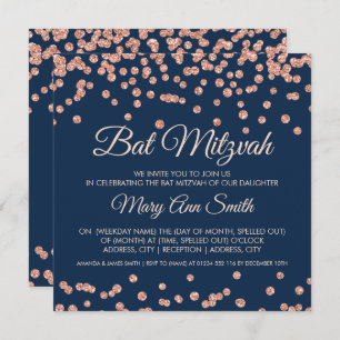 Invitation Bat mitzvah Rose Gold Faux Parties scintillant Con