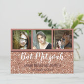 Invitation Bat mitzvah Rose Gold Faux Parties scintillant Pho (Debout devant)