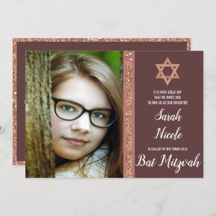 Invitation Bat mitzvah Rose Gold Modern Photo Parties scintil