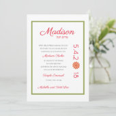 Invitation Bat mitzvah rose Kiwi et orange (Debout devant)