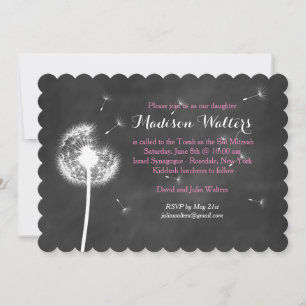 Invitation Bat mitzvah Rose Meilleurs voeux