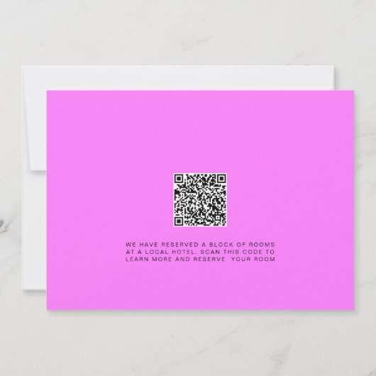 Invitation Bat mitzvah rose néon lumières QR Code Enregistrer (Dos)