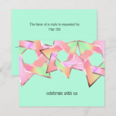 Invitation Bat mitzvah rose Pêche Étoile verte de David (Devant / Derrière)