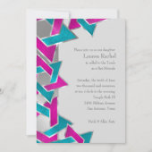 Invitation Bat mitzvah rose Turquoise Star de David N'importe (Devant)
