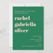 Invitation Bat mitzvah rose vert de la fleur de la Paix Hippi (Devant)