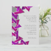 Invitation Bat mitzvah rose violet étoile de David sur n'impo (Debout devant)