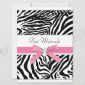 Invitation Bat mitzvah rose Zebra (Devant)