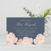 Invitation Bat mitzvah Roses rose pâle (Debout devant)