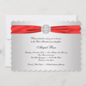 Invitation Bat Mitzvah rouge et argent (Dos)