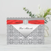 Invitation Bat Mitzvah rouge et argent (Debout devant)