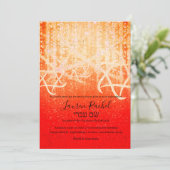 Invitation Bat mitzvah Rouge Orange Gold Extra Sparkly (Debout devant)
