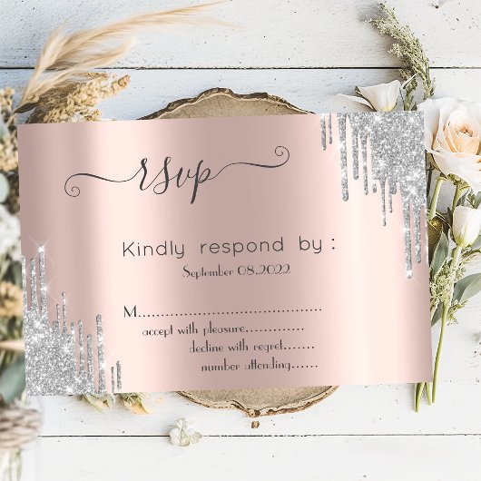 Invitation Bat mitzvah RSVP  de Parties scintillant d'argent